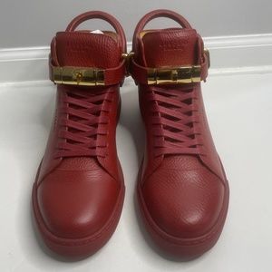 NWOB Buscemi Red Leather Padlock & Key Sneakers Italy Size 43